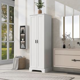 Storage Cabinet with Two Doors for Bathroom, Office, Adjustable Shelf, MDF Board (Color: White)