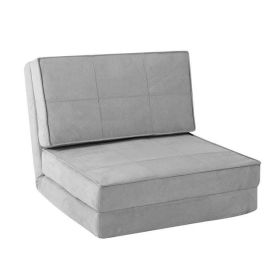 Soft Suede 3 Position Convertible Lounge Flip Chair (Color: Silver)