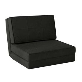 Soft Suede 3 Position Convertible Lounge Flip Chair (Color: Black)