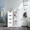 4 Drawer Bathroom Cabinet Storage Cupboard 3 Shelves Free Standing White