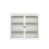 27.56"Glass Doors Modern Two-door Wall Cabinet with Featuring Three-tier Storage for Entryway Living Room Bathroom Dining Room