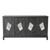 Modern 4-Door Cabinet with Mirrored Decorative Doors,for Bedroom,Living Room,Office,Easy Assembly