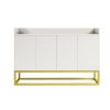 Stylish and Functional 4-Door Storage Cabinet with Square Metal Legs and Particle Board Material,for Living Room and Kitchen