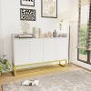 Stylish and Functional 4-Door Storage Cabinet with Square Metal Legs and Particle Board Material,for Living Room and Kitchen