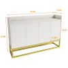 Stylish and Functional 4-Door Storage Cabinet with Square Metal Legs and Particle Board Material,for Living Room and Kitchen