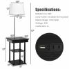 Floor Lamp Bedside Desk with USB Charging Ports Shelves