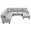 108*85.5" Modern U Shape Sectional Sofa, 7 Seat Fabric Sectional Sofa Set with 3 Pillows Included for Living Room, Apartment, Office,3 Colors