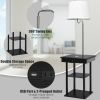 Floor Lamp Bedside Desk with USB Charging Ports Shelves