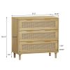 31.50"3-Drawers Rattan Storage Cabinet Rattan Drawer,for Bedroom,Living Room,Dining Room,Hallways