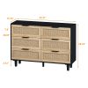 43.31"6-Drawers Rattan Storage Cabinet Rattan Drawer,for Bedroom,Living Room