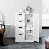 4 Drawer Bathroom Cabinet Storage Cupboard 3 Shelves Free Standing White