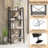 Industrial Style 4-Tier Bookshelf with Metal Frame