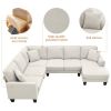 108*85.5" Modern U Shape Sectional Sofa, 7 Seat Fabric Sectional Sofa Set with 3 Pillows Included for Living Room, Apartment, Office,3 Colors