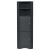 Tall Bathroom Corner Cabinet;  Freestanding Storage Cabinet with Doors and Adjustable Shelves;  MDF Board